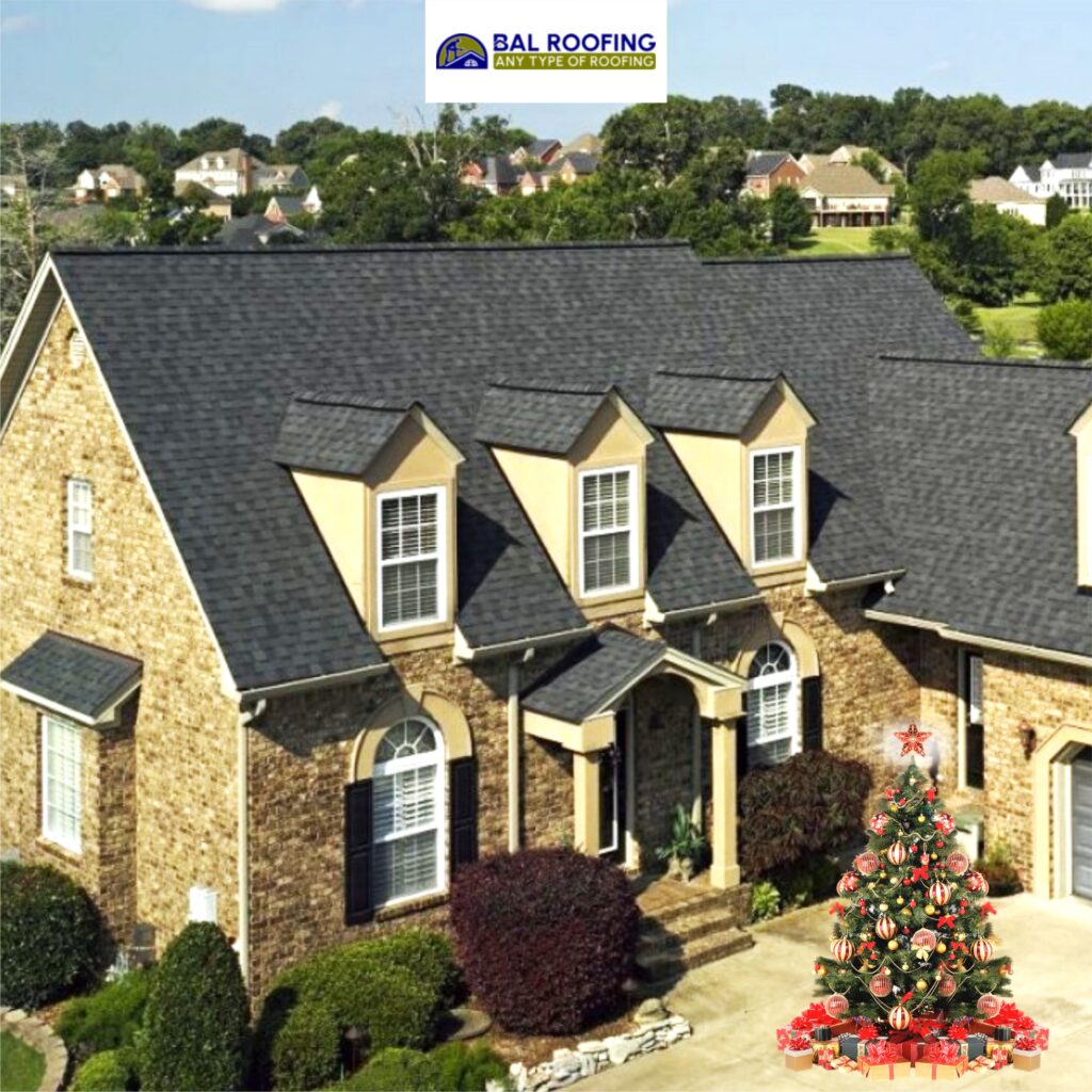 Residential home with new shingle roof installed by Bal Roofing.